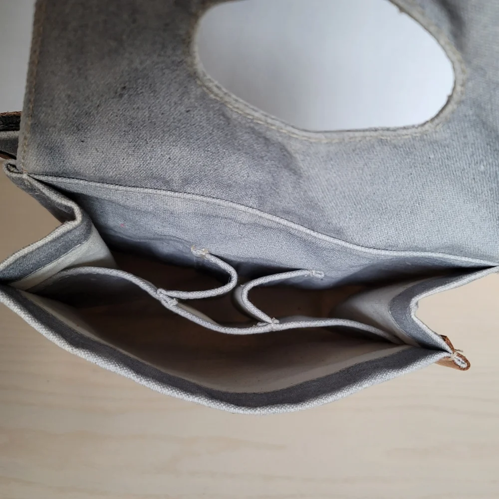 Clea Ray Canvas Beer/Bottle Tote Carrier Made with Recycled Leather and Canvas
